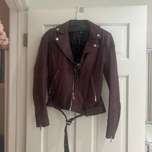 BCBG Burgundy Leather Jacket